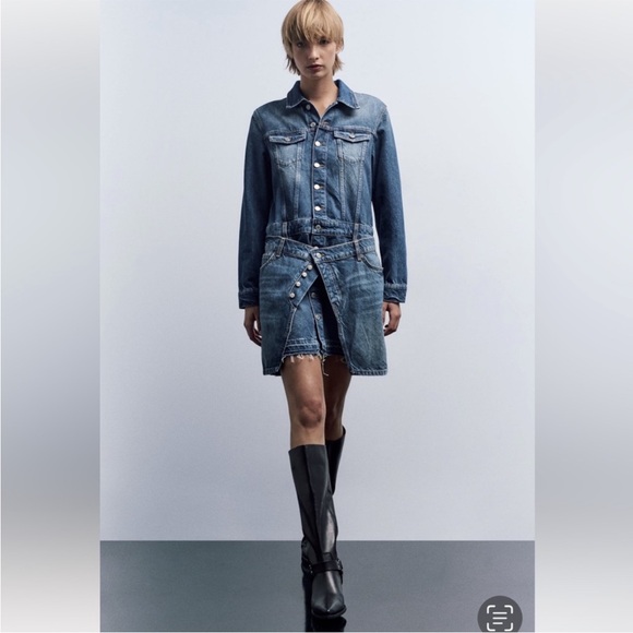 Zara | Dresses | Zara Layered Asymmetrical Denim Dress | Poshmark